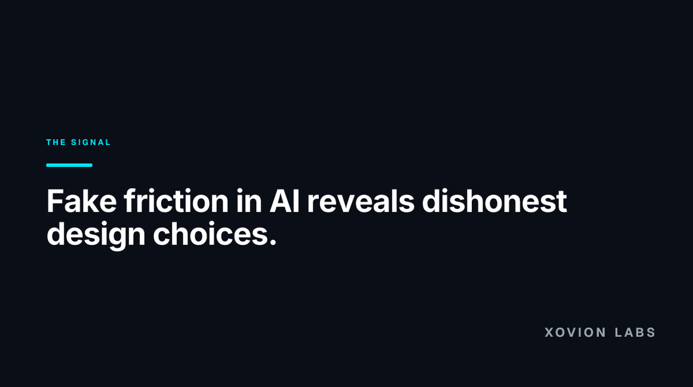 Abstract illustration for: The Typing Noise Problem: What Fake Friction Tells You About AI Design